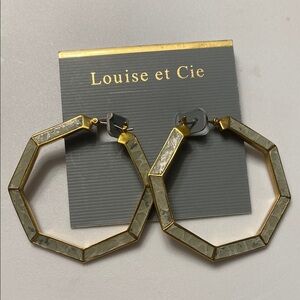 Louise et Cie Hexagonal Gold and Cream Earrings